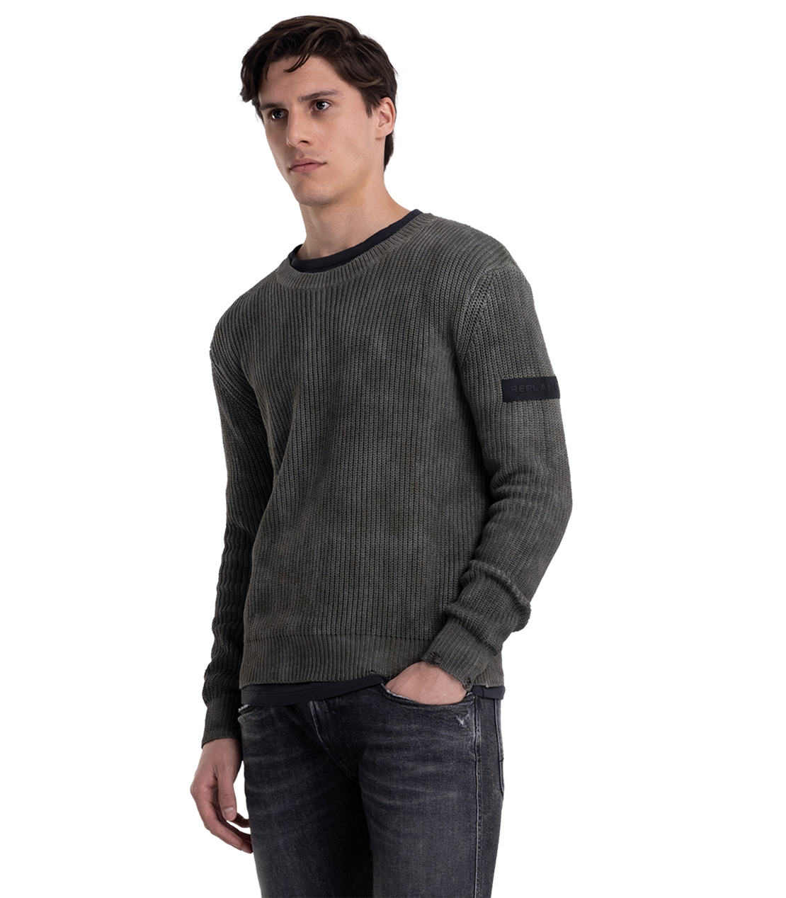 クリンクル加工コットンニット 詳細画像 モスグリーン 3